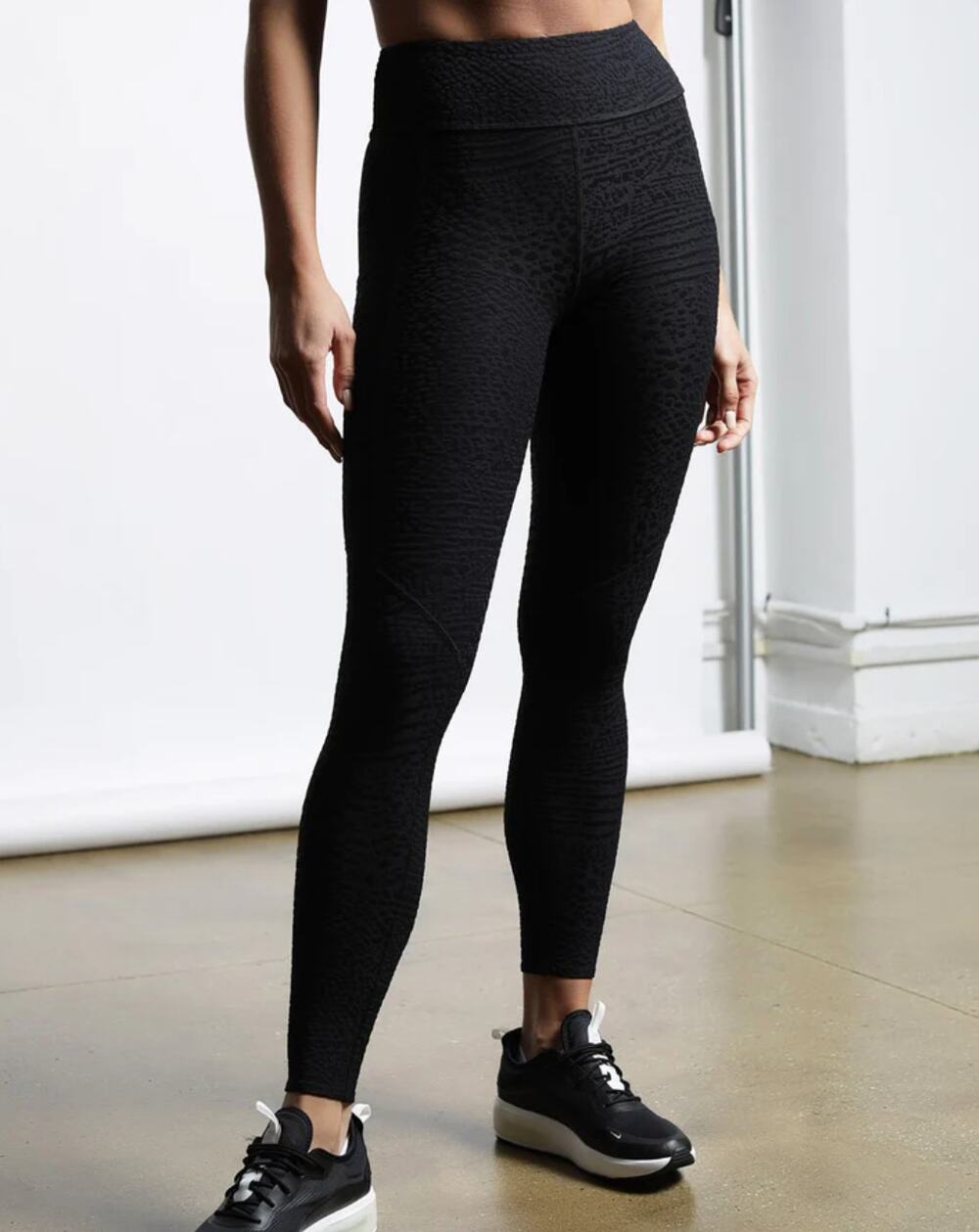 TWENTY Montreal Jet Black Caiman Crocodile 3D Activewear High Waist Legging Sz S